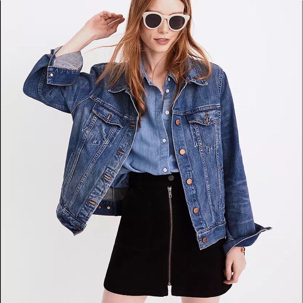 Madewell Denim Utility Zip Skirt in Black Frost